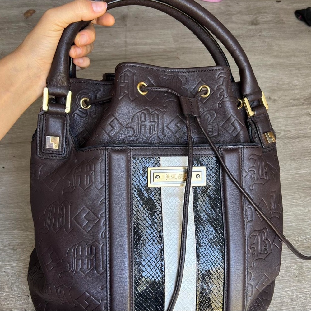 L.A.M.B. Dark Brown Embossed hand bag